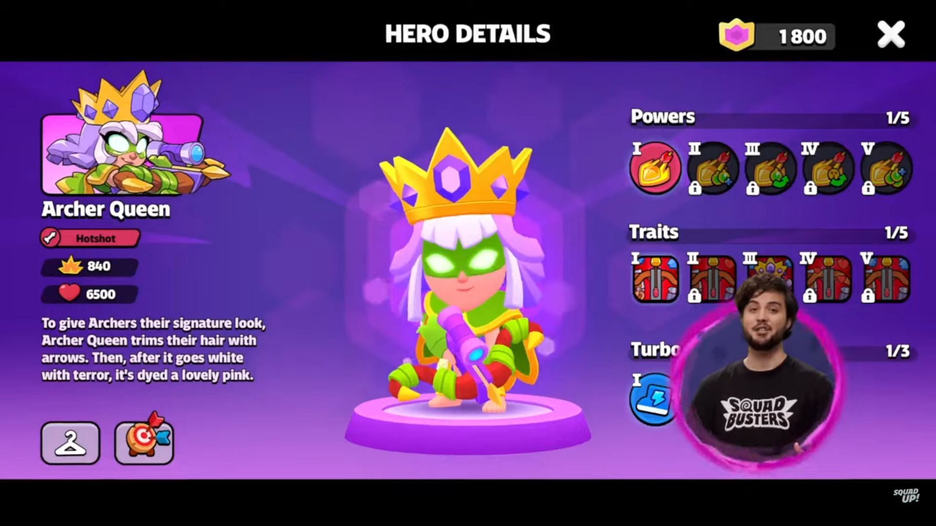 Archer Queen's stats as a Hero (Image via Supercell)